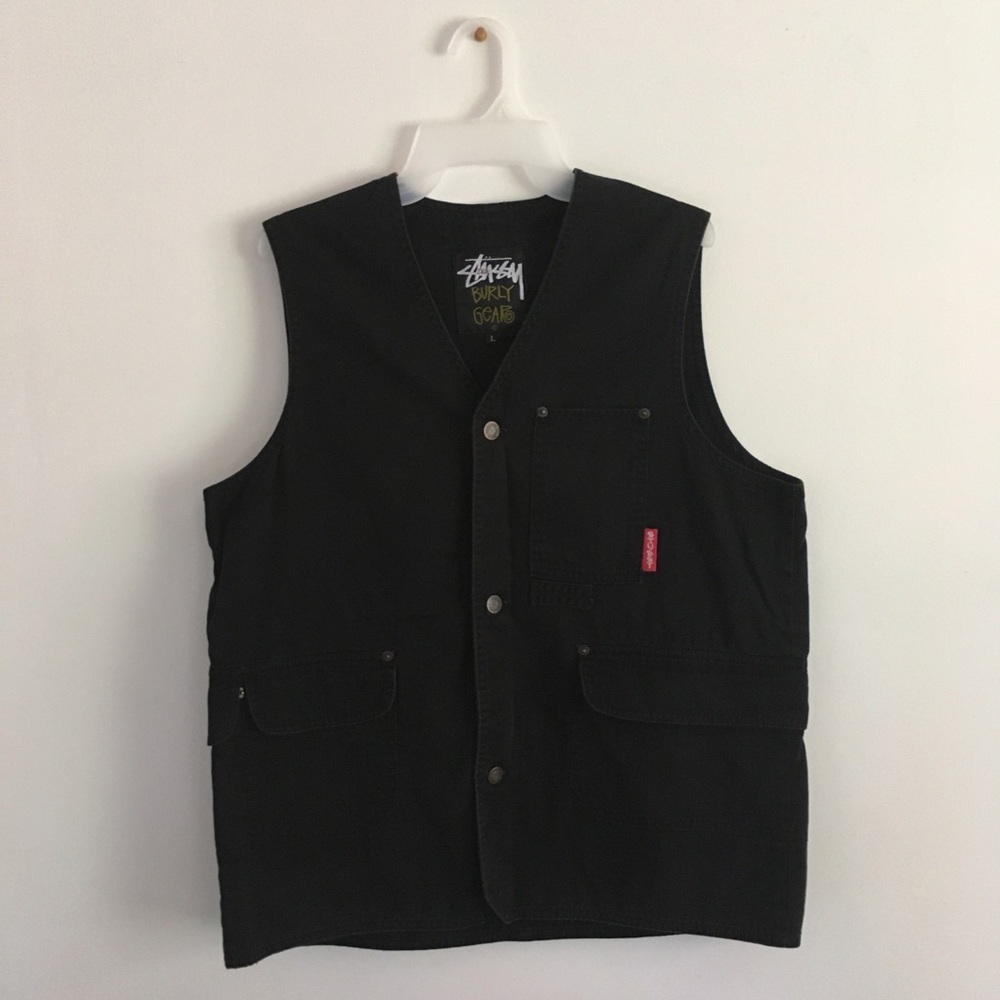 Rare Stussy Burly Gear Button Down Denim Vest